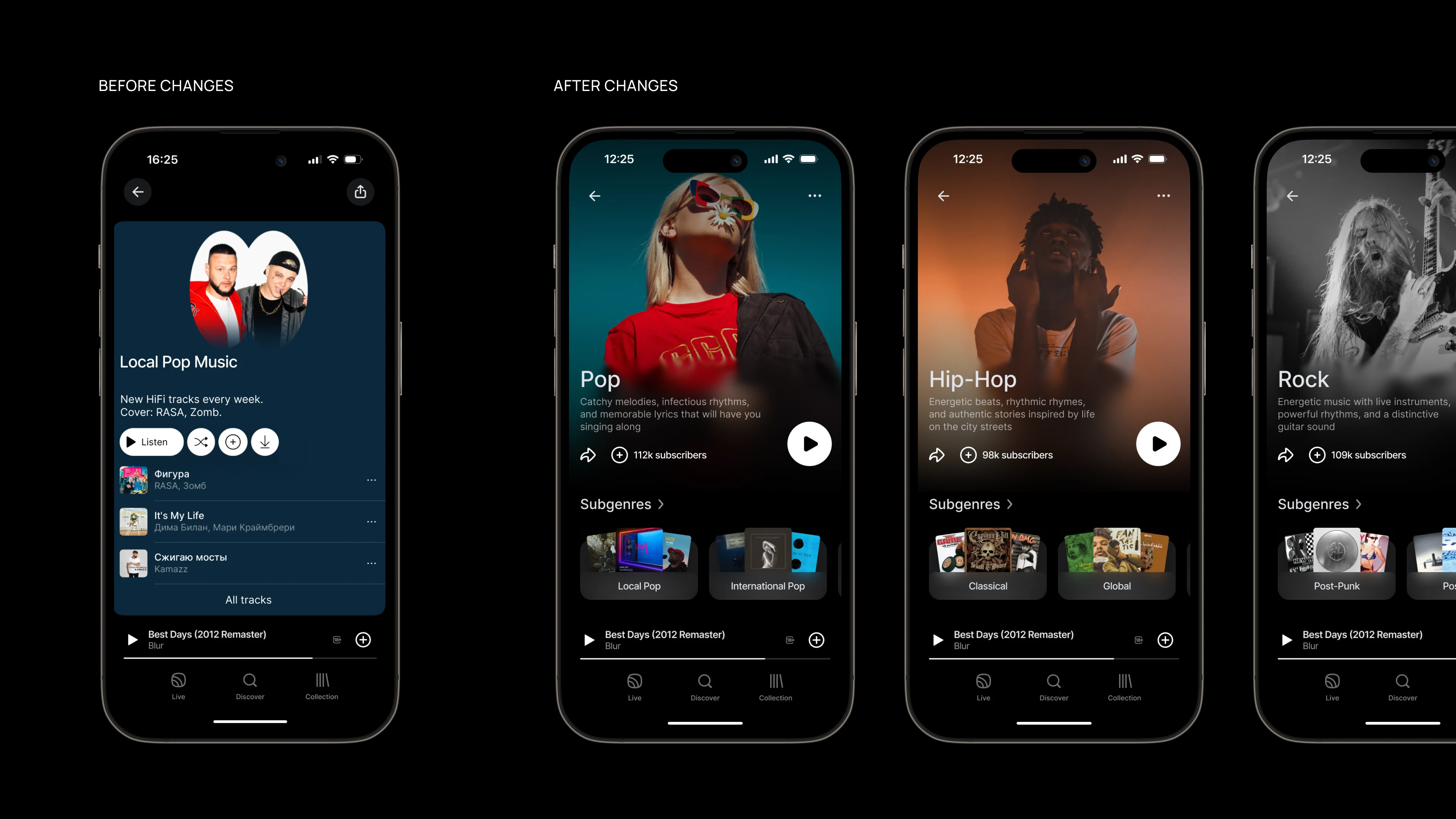 Genre pages: before and after