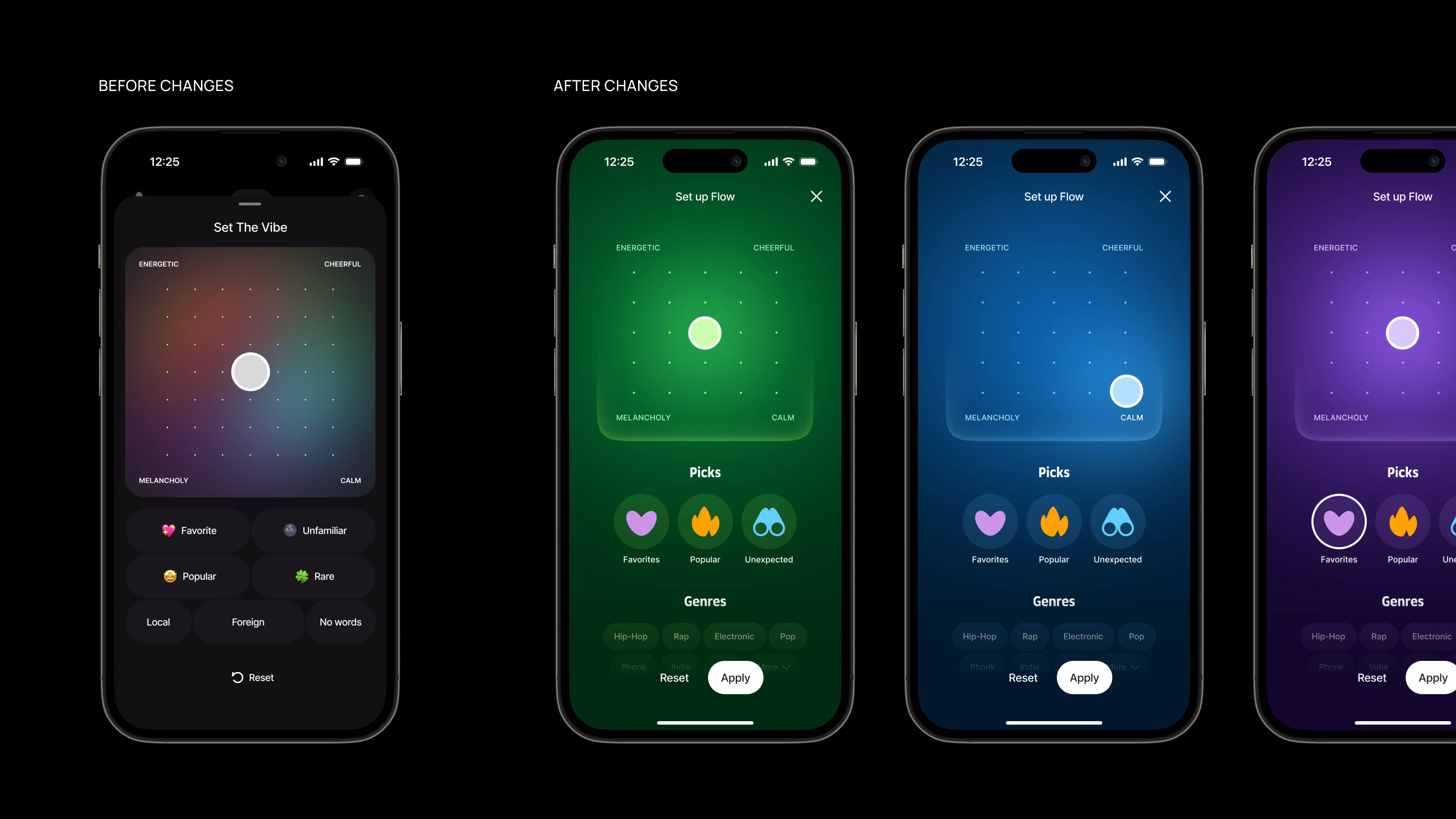 Flow settings: before and after